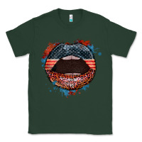 Sports Green American flag lips 4th of july Classic Tee - FaDigitalArtStudio