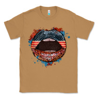 Toasted Coconut American flag lips 4th of july Classic Tee - FaDigitalArtStudio