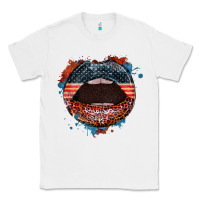 White American flag lips 4th of july Classic Tee - FaDigitalArtStudio
