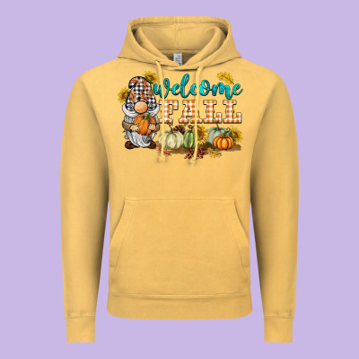 Welcome Fall Gnome Vintage Hoodie Designed By Barkaloodesign