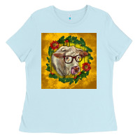 Baby Blue christmas charolais cow face Ladies Tee - LillyAllenDesigns