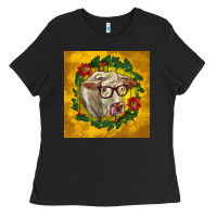 Black christmas charolais cow face Ladies Tee - LillyAllenDesigns