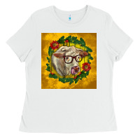 White christmas charolais cow face Ladies Tee - LillyAllenDesigns