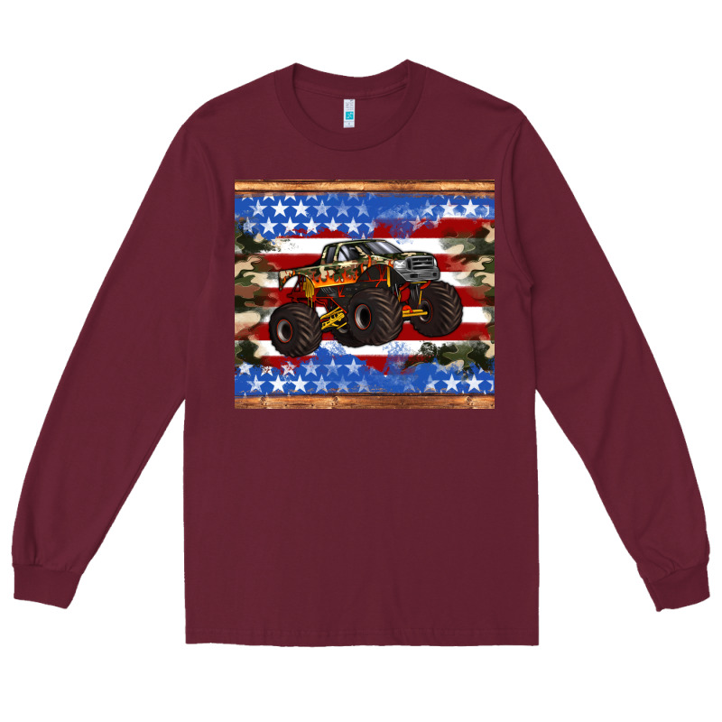 Monster Truck American Flag Tumbler Long Sleeve Tee by Artiststas | Teevron