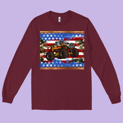 Monster Truck American Flag Tumbler Long Sleeve Tee Designed By Artiststas