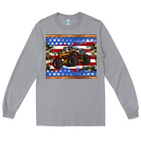 Heather Grey monster truck american flag tumbler Long Sleeve Tee - Artiststas