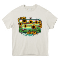 Cream North Dakota State Map Heavy Core Tee - RanaPortraitStore