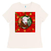 Bone christmas hereford calf Ladies Tee - LillyAllenDesigns