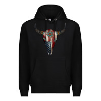 Black American Bull Skull Gemstone Premium Hoodie - Jasminsmagicworld