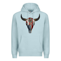 Blue Mist American Bull Skull Gemstone Premium Hoodie - Jasminsmagicworld