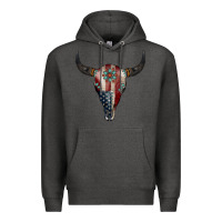 Charcoal Heather American Bull Skull Gemstone Premium Hoodie - Jasminsmagicworld