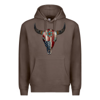 Coffee American Bull Skull Gemstone Premium Hoodie - Jasminsmagicworld