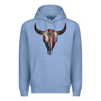 Colony Blue American Bull Skull Gemstone Premium Hoodie - Jasminsmagicworld
