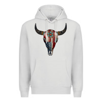 Dove Grey American Bull Skull Gemstone Premium Hoodie - Jasminsmagicworld