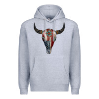 Heather Grey American Bull Skull Gemstone Premium Hoodie - Jasminsmagicworld