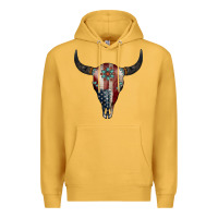 Mustard American Bull Skull Gemstone Premium Hoodie - Jasminsmagicworld