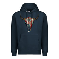 Navy American Bull Skull Gemstone Premium Hoodie - Jasminsmagicworld