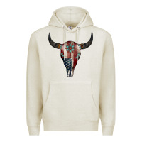 Oatmeal Heather American Bull Skull Gemstone Premium Hoodie - Jasminsmagicworld