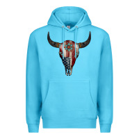Ocean Blue American Bull Skull Gemstone Premium Hoodie - Jasminsmagicworld