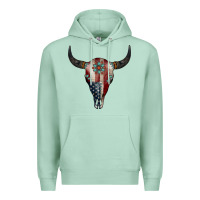 Seafoam American Bull Skull Gemstone Premium Hoodie - Jasminsmagicworld