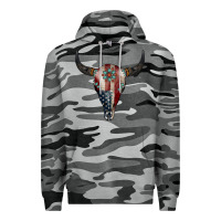 Slate Camo American Bull Skull Gemstone Premium Hoodie - Jasminsmagicworld