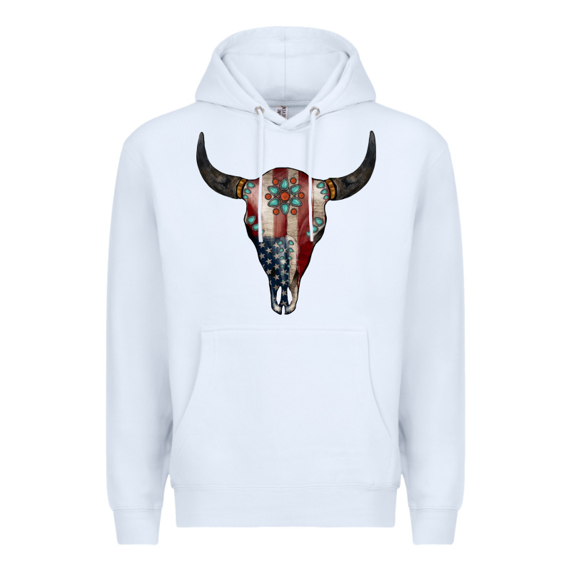 American Bull Skull Gemstone Premium Hoodie by Jasminsmagicworld | Teevron