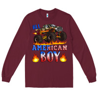 Burgundy all american boy monster truck Long Sleeve Tee - Artiststas