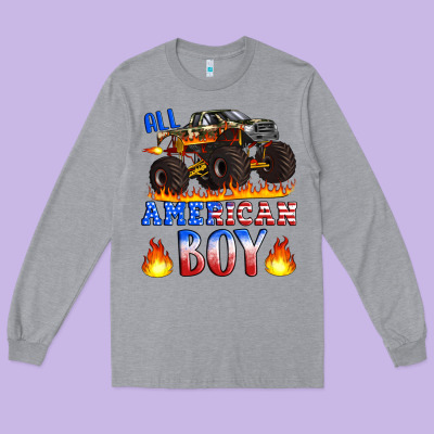All American Boy Monster Truck Long Sleeve Tee Designed By Artiststas