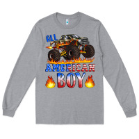 Heather Grey all american boy monster truck Long Sleeve Tee - Artiststas