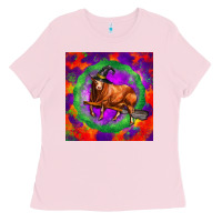 Bubblegum Pink halloween red angus bull Ladies Tee - LillyAllenDesigns