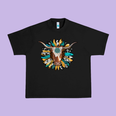 Texas Longhorn Sunflower Background Urban Heavy Tee Designed By Ranaportraitstore
