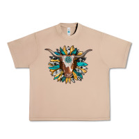 Burro texas longhorn sunflower background Urban Heavy Tee - RanaPortraitStore