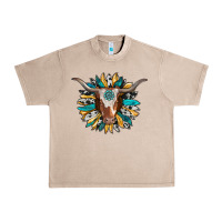 French Oak texas longhorn sunflower background Urban Heavy Tee - RanaPortraitStore