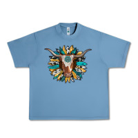 Pebble Blue texas longhorn sunflower background Urban Heavy Tee - RanaPortraitStore