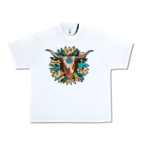 White texas longhorn sunflower background Urban Heavy Tee - RanaPortraitStore