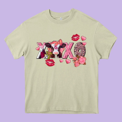 Xoxo Baby Cow Valentine's Day Heavy Core Tee Designed By Fadigitalartstudio