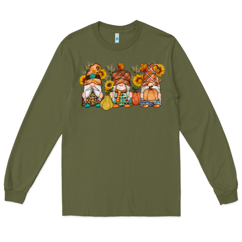 Fall Gnomes Pumpkin Sunflowers Long Sleeve Tee by Artiststas | Teevron
