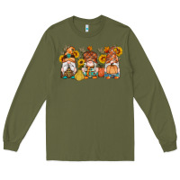 Army Green fall gnomes pumpkin sunflowers Long Sleeve Tee - Artiststas