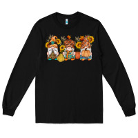 Black fall gnomes pumpkin sunflowers Long Sleeve Tee - Artiststas
