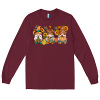 Burgundy fall gnomes pumpkin sunflowers Long Sleeve Tee - Artiststas