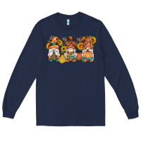 Navy fall gnomes pumpkin sunflowers Long Sleeve Tee - Artiststas