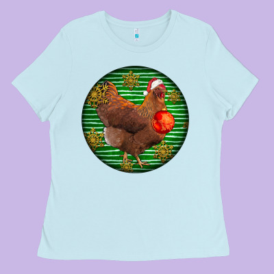 New Hampshire Red Chicken Christmas Ladies Tee Designed By Lillyallendesigns