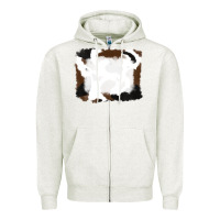 Oatmeal Heather cowhide frames background Zipper Hoodie - RanaPortraitStore