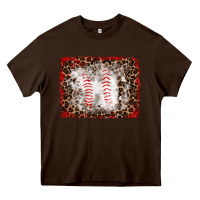 Chocolate Brown baseball leopard background Heavy Core Tee - RanaPortraitStore