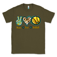 Army Green Peace Love Softball Classic Tee - Jasminsmagicworld