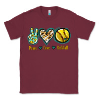 Burgundy Peace Love Softball Classic Tee - Jasminsmagicworld