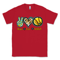 Red Peace Love Softball Classic Tee - Jasminsmagicworld