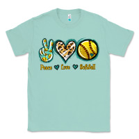 Seafoam Peace Love Softball Classic Tee - Jasminsmagicworld