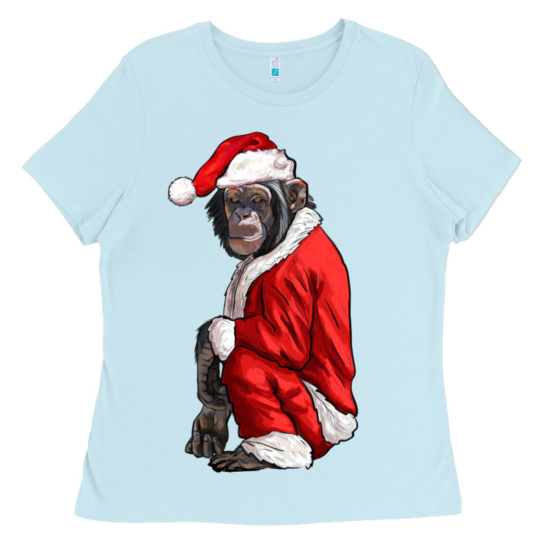 Chimpanzee With Santa Clothes Ladies Tee by LillyAllenDesigns | Teevron