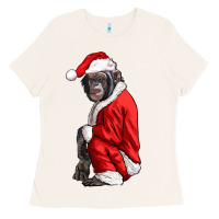 Bone Chimpanzee With Santa Clothes Ladies Tee - LillyAllenDesigns